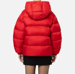Elisabetta Franchi Coats And Jackets|Oversized down jacket in shiny nylon RedPassion