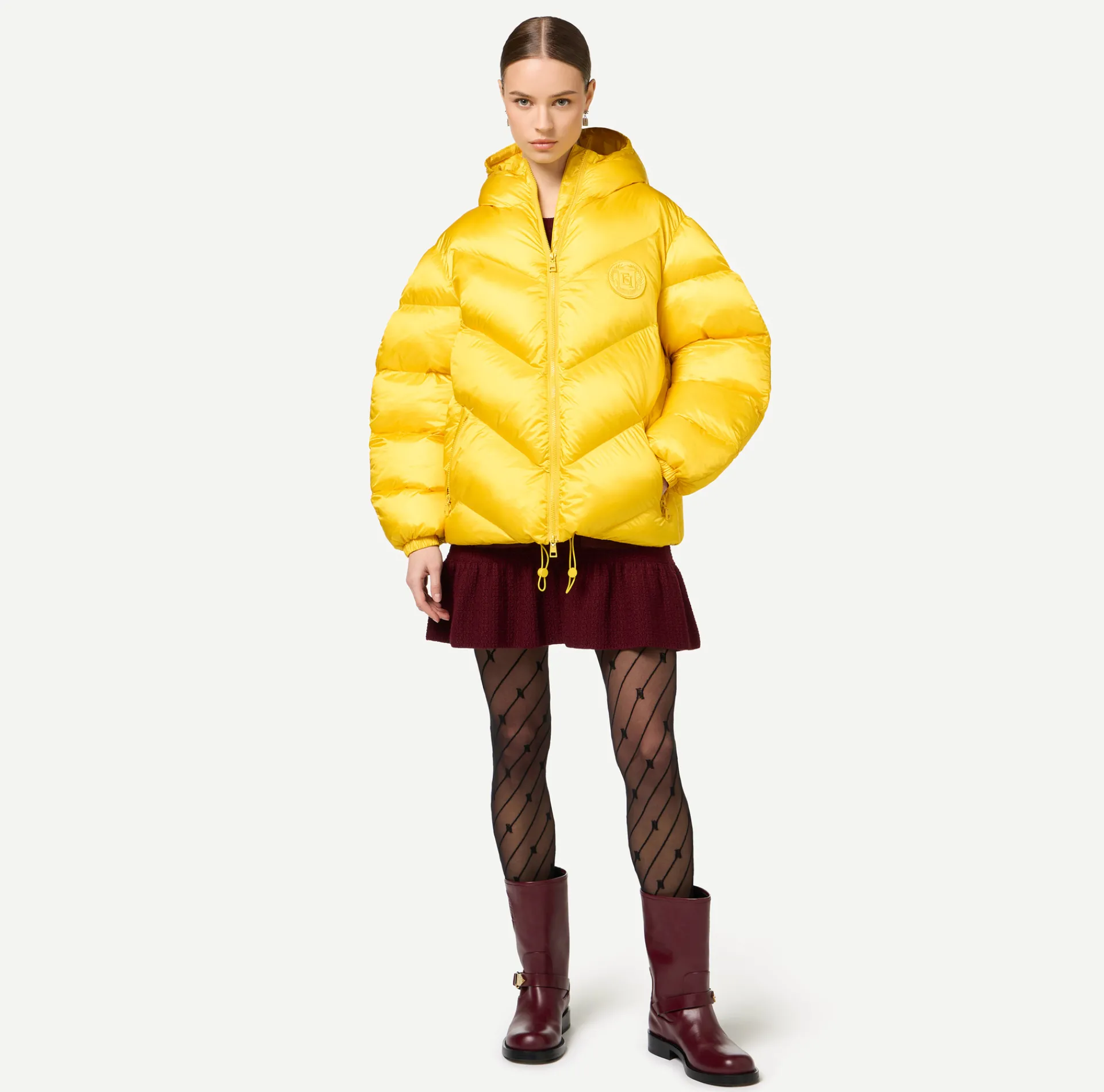 Elisabetta Franchi Coats And Jackets|Oversized down jacket in shiny nylon Mimosa