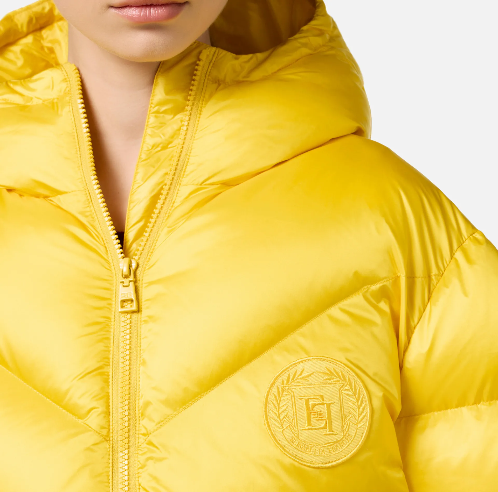 Elisabetta Franchi Coats And Jackets|Oversized down jacket in shiny nylon Mimosa