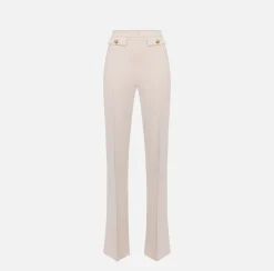 Elisabetta Franchi Trousers And Shorts|Tailleur|Palazzo trousers in stretch crêpe fabric with logo rivet Butter