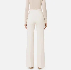 Elisabetta Franchi Trousers And Shorts|Palazzo trousers in stretch crêpe fabric with belt Butter