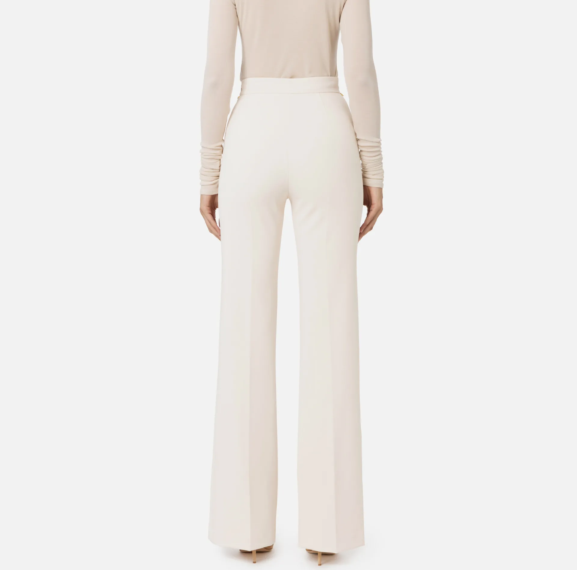 Elisabetta Franchi Trousers And Shorts|Palazzo trousers in stretch crêpe fabric with belt Butter