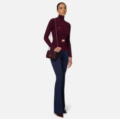 Elisabetta Franchi Trousers And Shorts|Palazzo trousers in stretch crêpe fabric with horsebit Navy