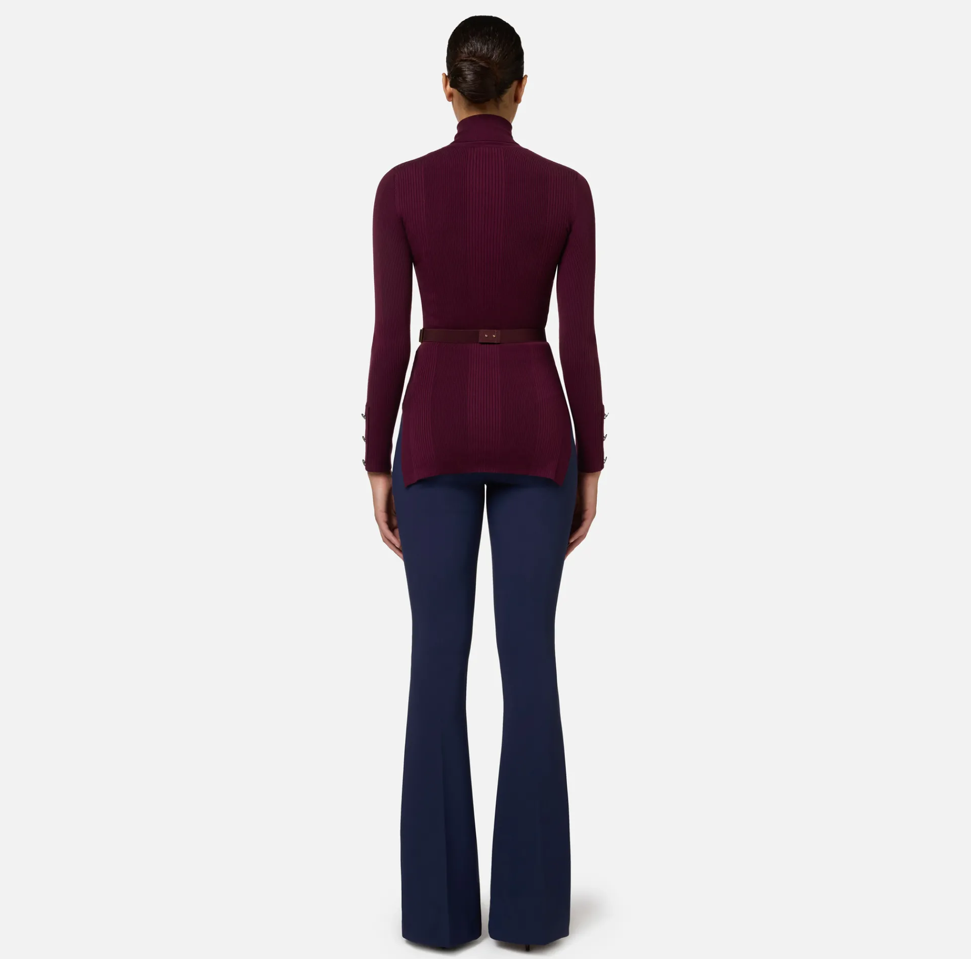 Elisabetta Franchi Trousers And Shorts|Palazzo trousers in stretch crêpe fabric with horsebit Navy