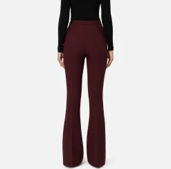 Elisabetta Franchi Trousers And Shorts|Palazzo trousers in stretch crêpe fabric with horsebit RougeNoir