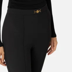 Elisabetta Franchi Trousers And Shorts|Palazzo trousers in stretch crêpe fabric with horsebit Black