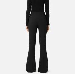 Elisabetta Franchi Trousers And Shorts|Palazzo trousers in stretch crêpe fabric with horsebit Black