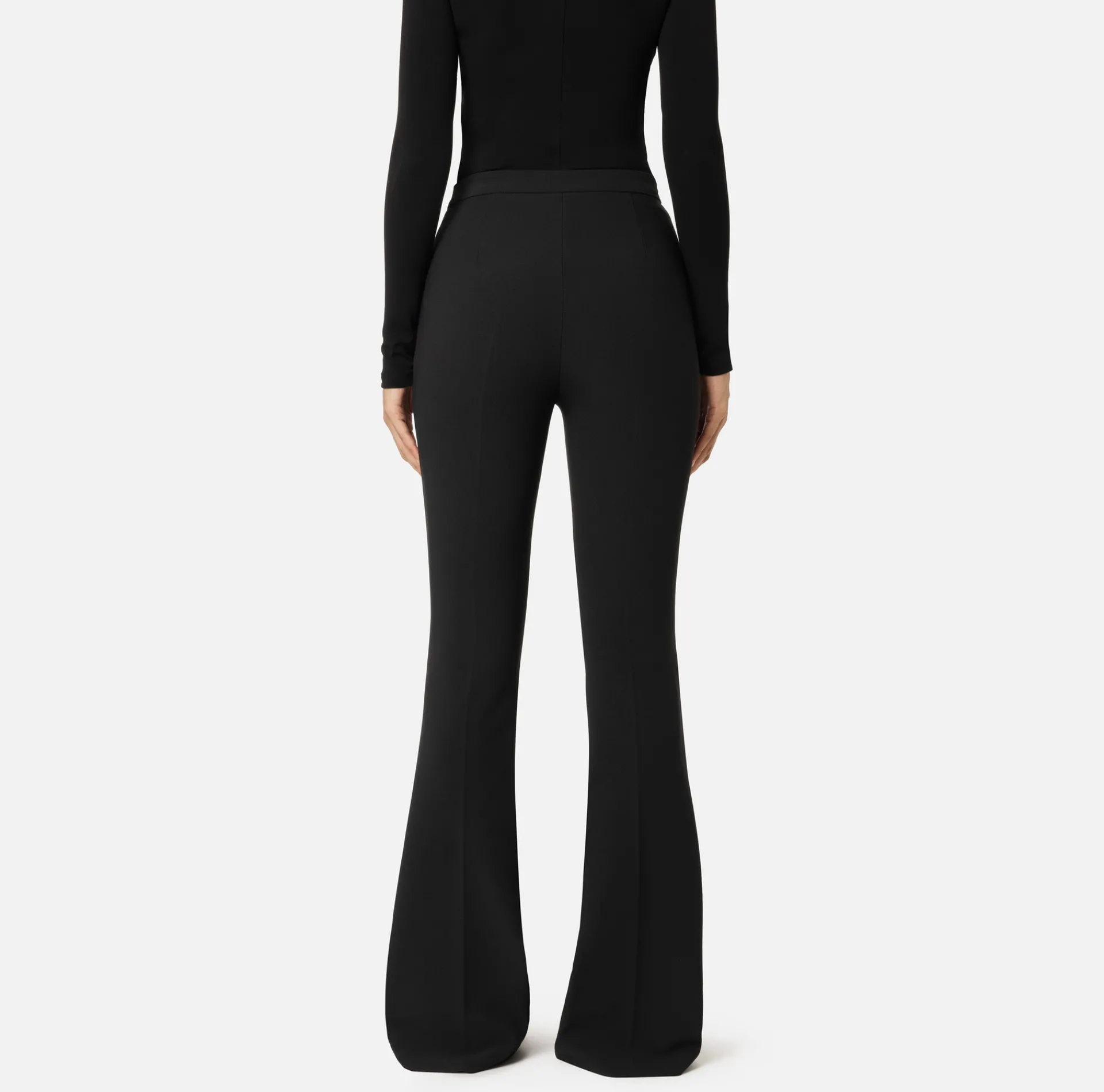 Elisabetta Franchi Trousers And Shorts|Palazzo trousers in stretch crêpe fabric with horsebit Black