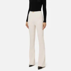 Elisabetta Franchi Trousers And Shorts|Palazzo trousers in stretch crêpe fabric with horsebit Butter