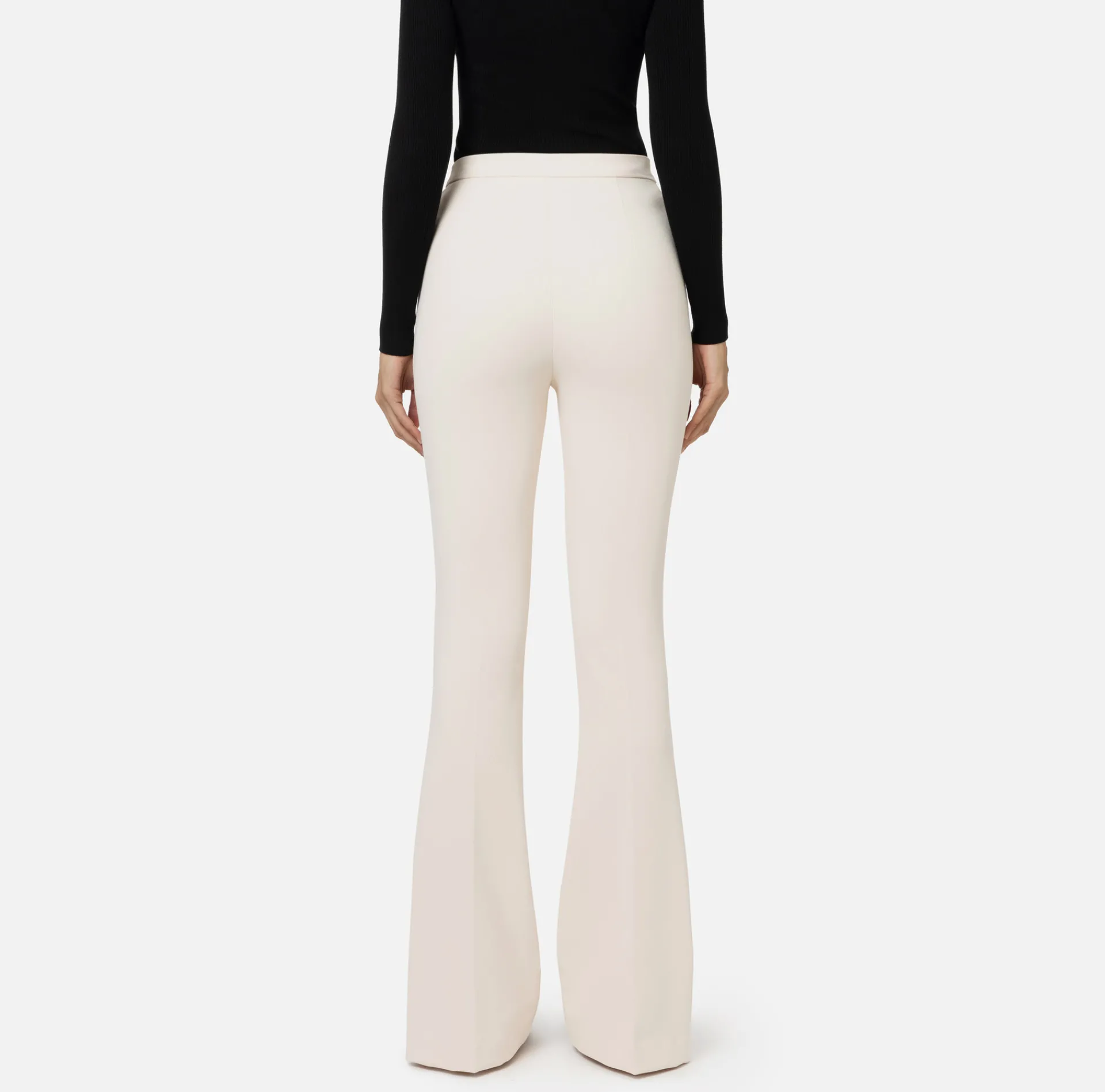 Elisabetta Franchi Trousers And Shorts|Palazzo trousers in stretch crêpe fabric with horsebit Butter