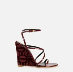 Elisabetta Franchi Sandals|Patent leather sandals with satin wedge RougeNoir