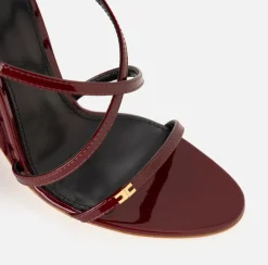 Elisabetta Franchi Sandals|Patent leather sandals with satin wedge RougeNoir