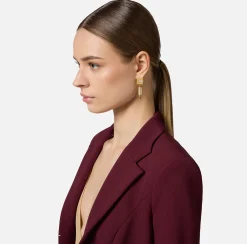 Elisabetta Franchi Jewelry|Pencil-shaped rhinestone earrings YellowGold