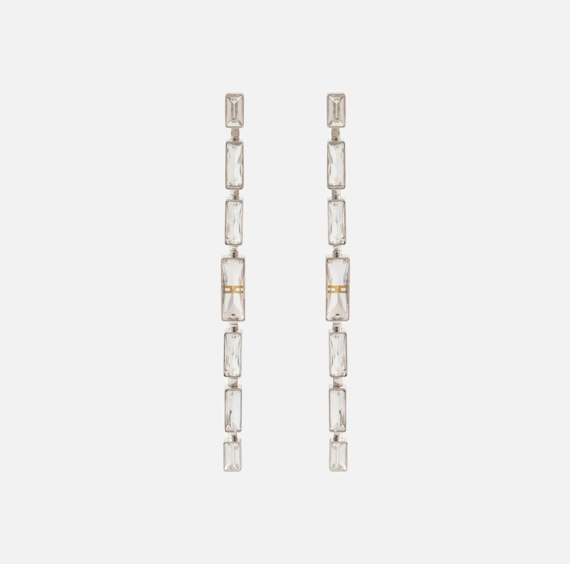 Elisabetta Franchi Jewelry|Pendant earrings with rectangular crystals Silver/Crystal