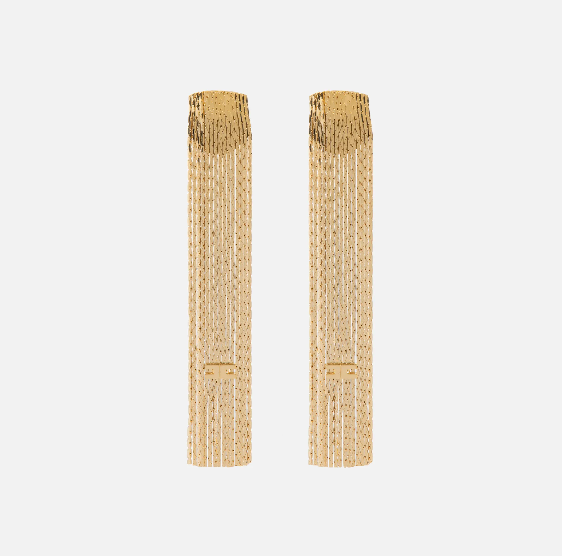 Elisabetta Franchi Jewelry|Pendant metal earrings with soldered logo YellowGold
