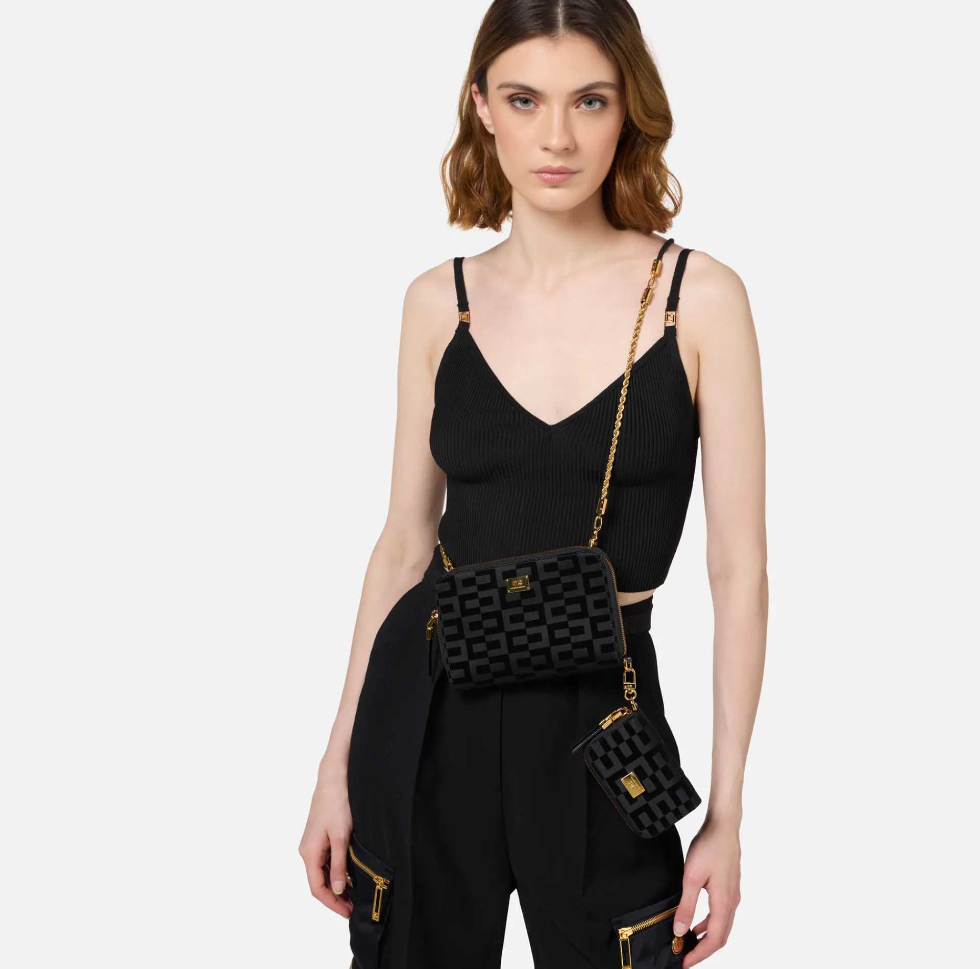 Elisabetta Franchi Strap Bags|Phone holder La Dame Black