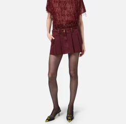 Elisabetta Franchi Skirts|Pleated denim miniskirt RougeNoir