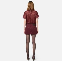 Elisabetta Franchi Skirts|Pleated denim miniskirt RougeNoir