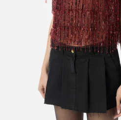 Elisabetta Franchi Skirts|Pleated denim miniskirt Black