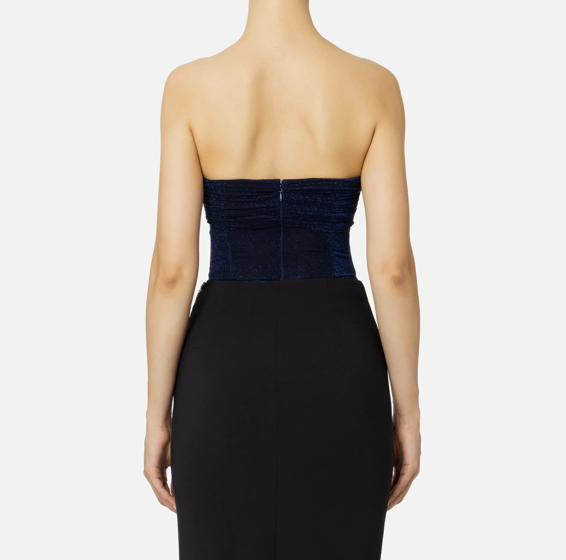 Elisabetta Franchi Top And T-Shirts|Pleated lurex jersey bodysuit Navy