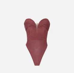 Elisabetta Franchi Top And T-Shirts|Pleated lurex jersey bodysuit Eyeshadow
