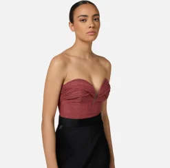 Elisabetta Franchi Top And T-Shirts|Pleated lurex jersey bodysuit Eyeshadow