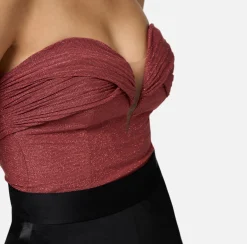 Elisabetta Franchi Top And T-Shirts|Pleated lurex jersey bodysuit Eyeshadow