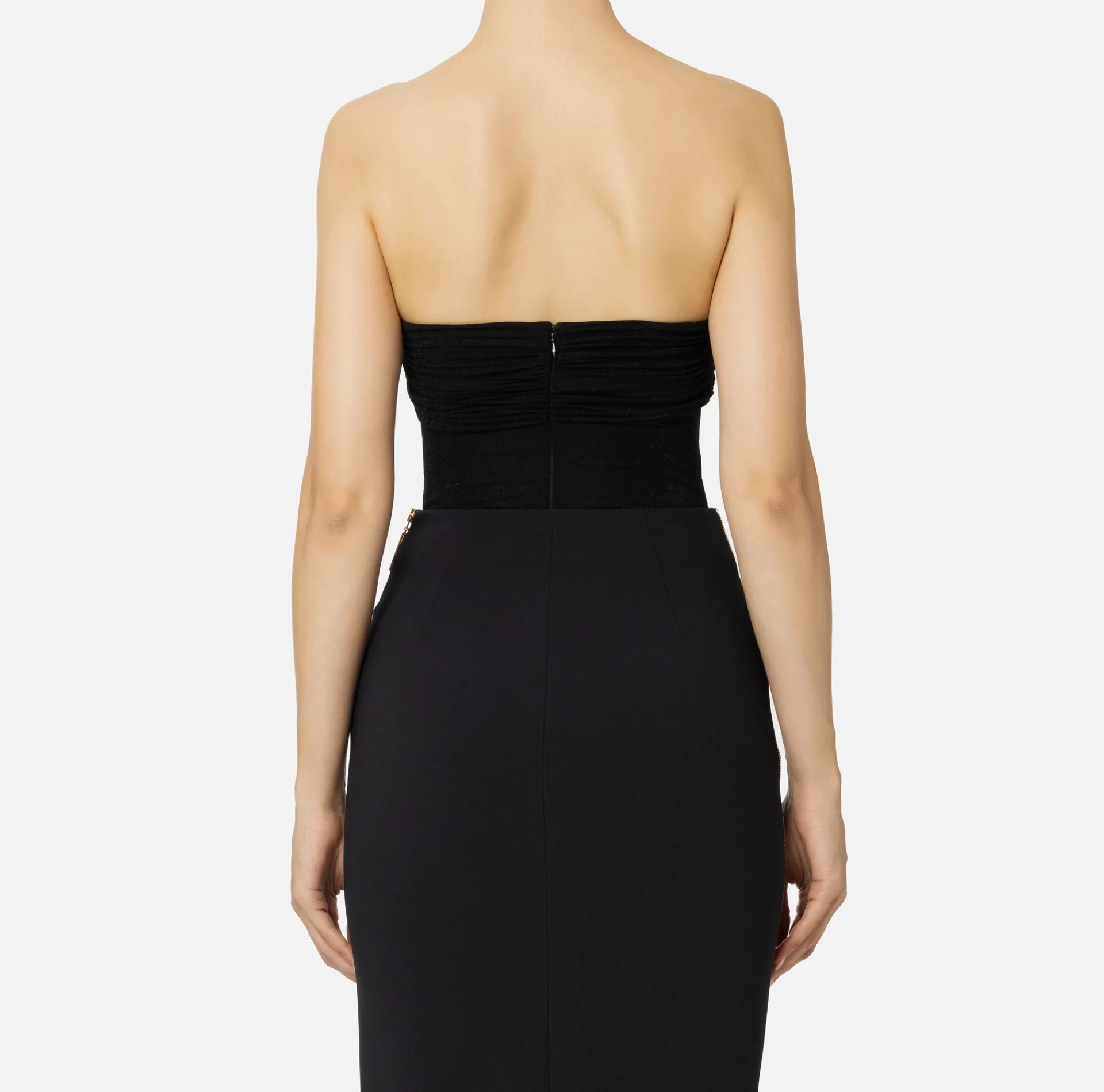 Elisabetta Franchi Top And T-Shirts|Pleated lurex jersey bodysuit Black