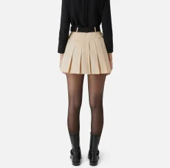 Elisabetta Franchi Skirts|Pleated miniskirt in lightweight technical nylon Cream
