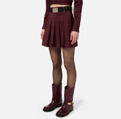 Elisabetta Franchi Skirts|Pleated miniskirt in lightweight technical nylon RougeNoir