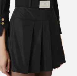 Elisabetta Franchi Skirts|Pleated miniskirt in lightweight technical nylon Black