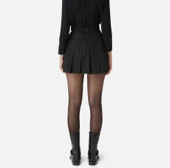 Elisabetta Franchi Skirts|Pleated miniskirt in lightweight technical nylon Black