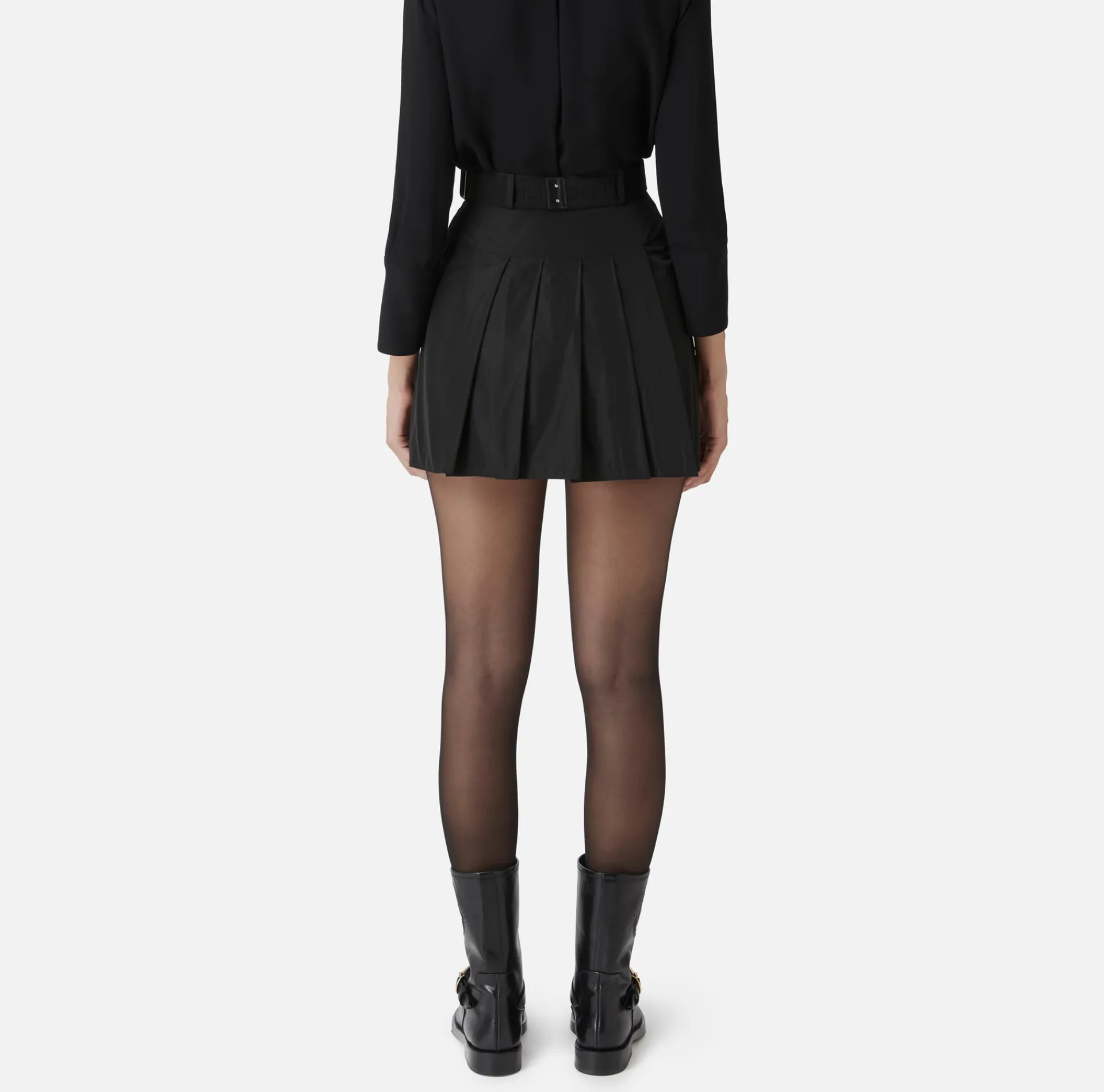 Elisabetta Franchi Skirts|Pleated miniskirt in lightweight technical nylon Black