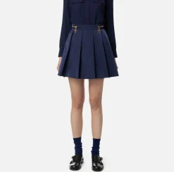 Elisabetta Franchi Skirts|Pleated miniskirt in technical nylon with zip Navy