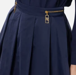 Elisabetta Franchi Skirts|Pleated miniskirt in technical nylon with zip Navy