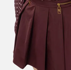 Elisabetta Franchi Skirts|Pleated miniskirt in technical nylon with zip RougeNoir