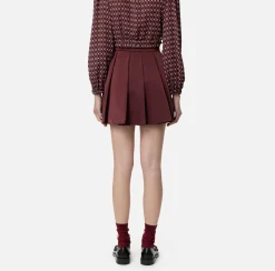 Elisabetta Franchi Skirts|Pleated miniskirt in technical nylon with zip RougeNoir