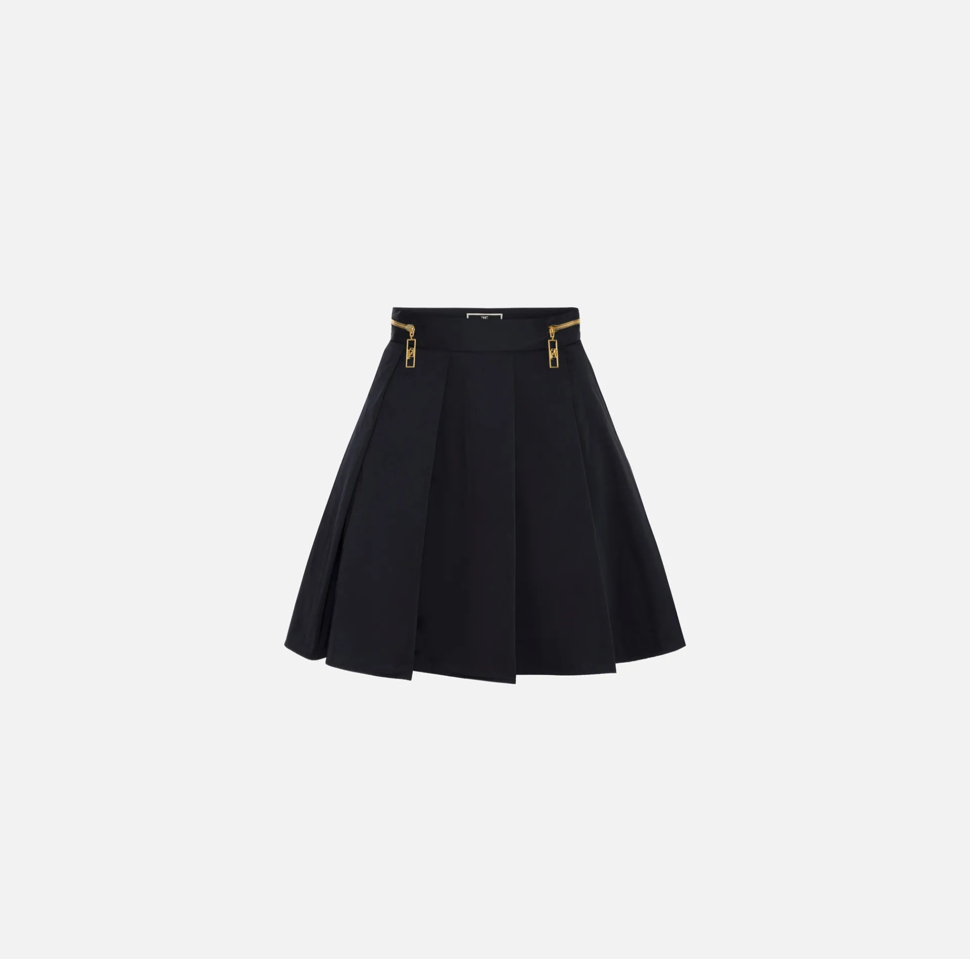 Elisabetta Franchi Skirts|Pleated miniskirt in technical nylon with zip Black