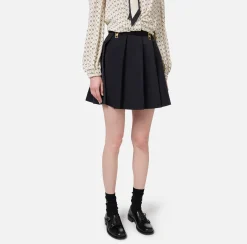 Elisabetta Franchi Skirts|Pleated miniskirt in technical nylon with zip Black