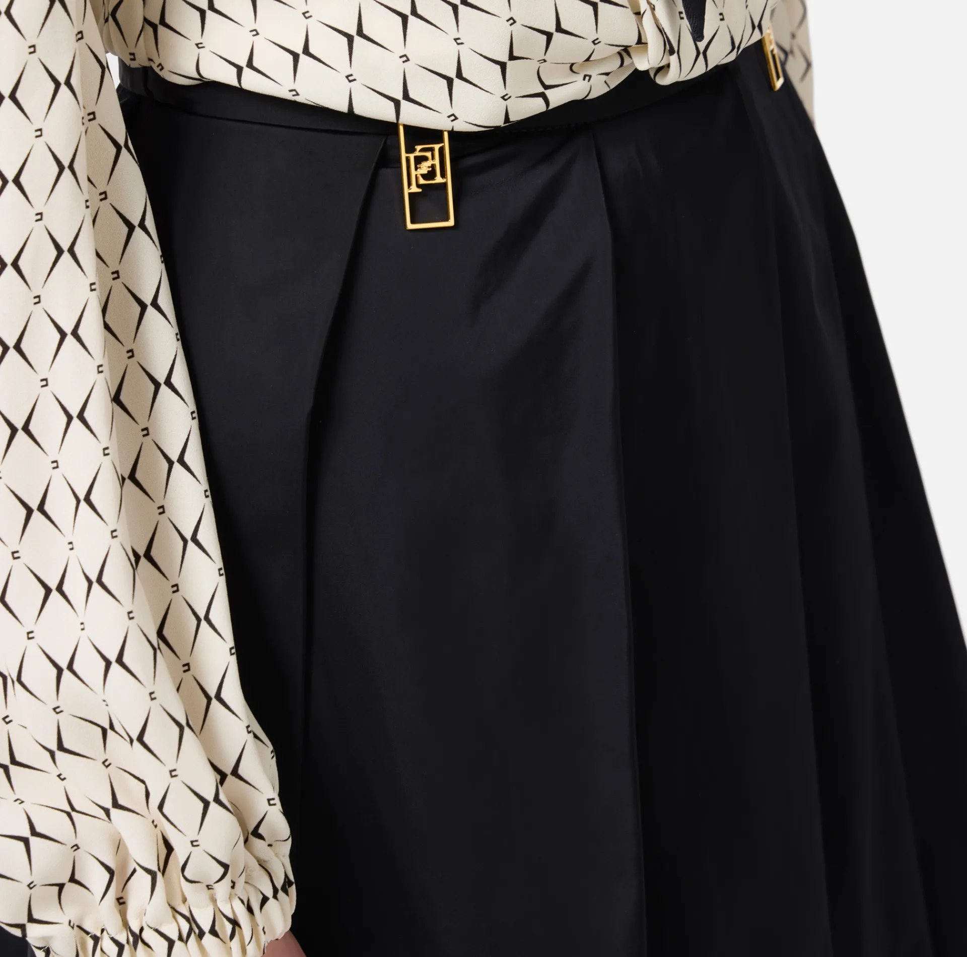 Elisabetta Franchi Skirts|Pleated miniskirt in technical nylon with zip Black