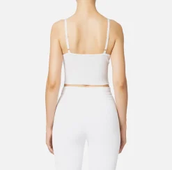 Elisabetta Franchi Top And T-Shirts|Pleated-effect viscose bustier top Ivory