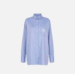 Elisabetta Franchi Shirts And Blouses|Poplin shirt with embroidered organza label OxfordGray