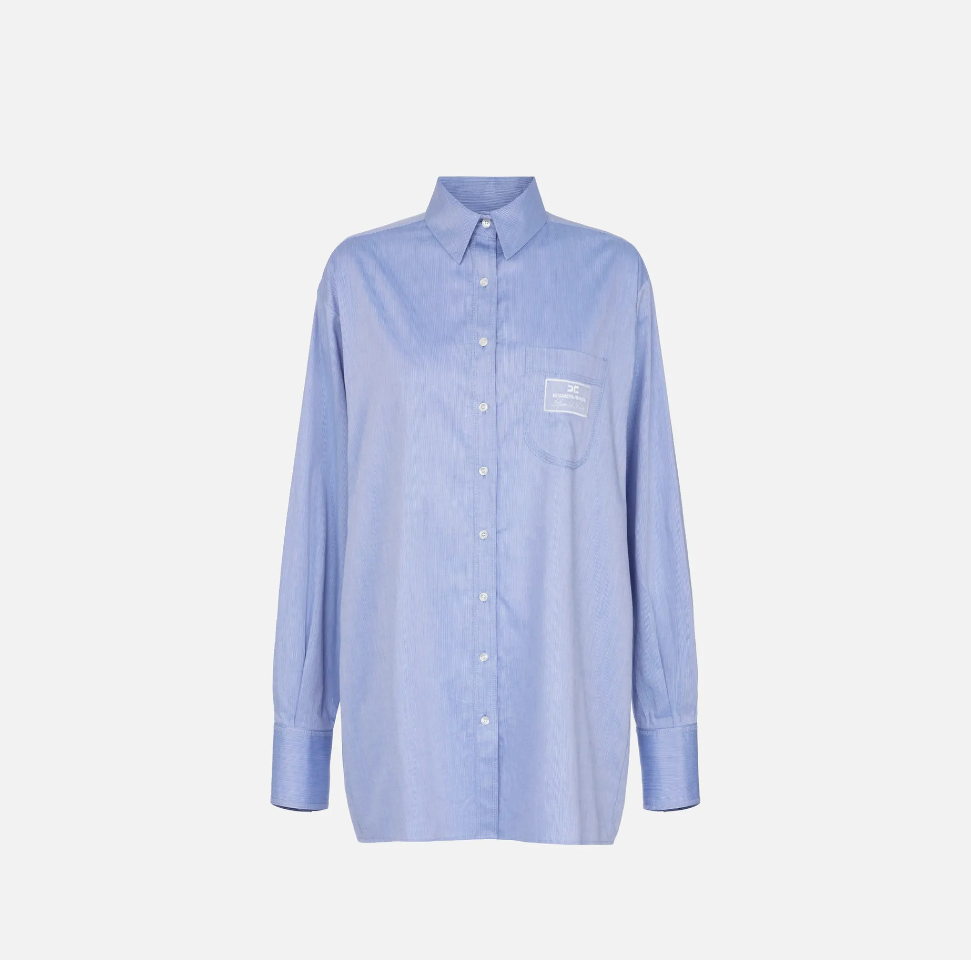 Elisabetta Franchi Shirts And Blouses|Poplin shirt with embroidered organza label OxfordGray