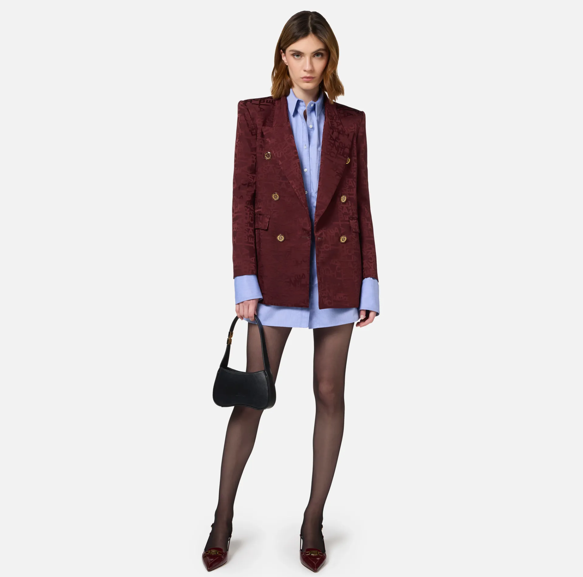 Elisabetta Franchi Shirts And Blouses|Poplin shirt with embroidered organza label OxfordGray