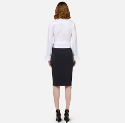 Elisabetta Franchi Shirts And Blouses|Poplin shirt with embroidered sash belt White