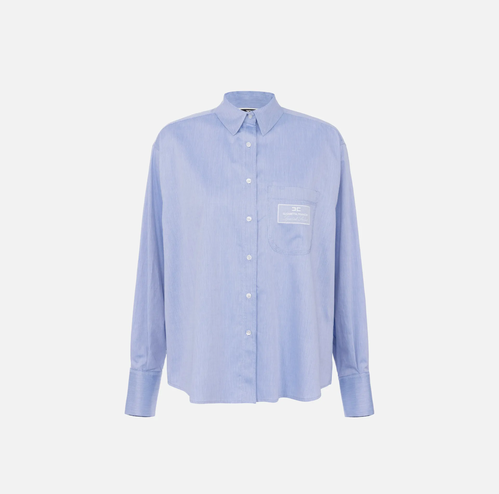 Elisabetta Franchi Shirts And Blouses|Poplin shirt with logo label OxfordGray