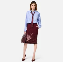 Elisabetta Franchi Shirts And Blouses|Poplin shirt with logo label OxfordGray