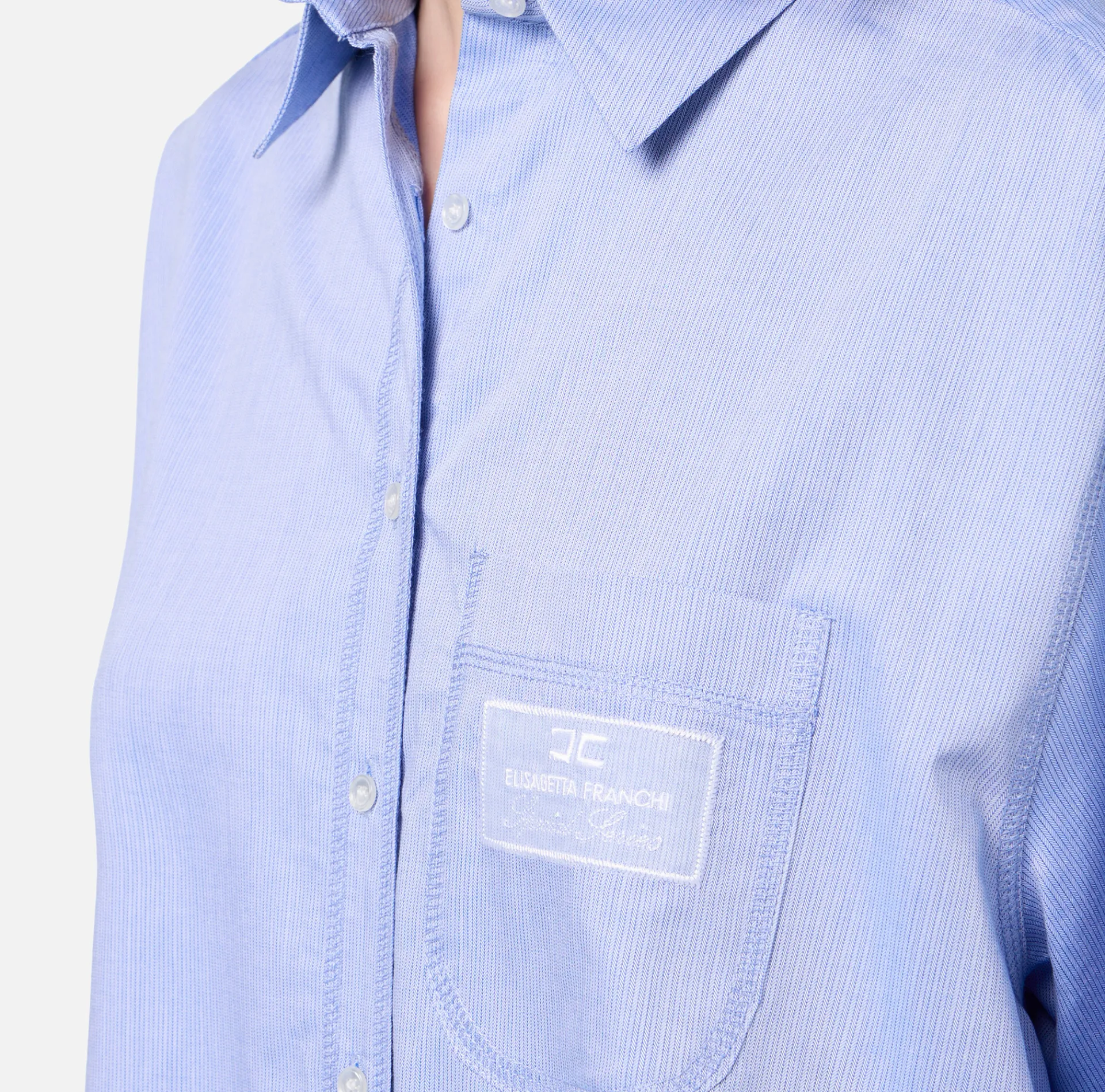 Elisabetta Franchi Shirts And Blouses|Poplin shirt with logo label OxfordGray