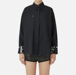 Elisabetta Franchi Shirts And Blouses|Poplin shirt with logo on cuffs Black