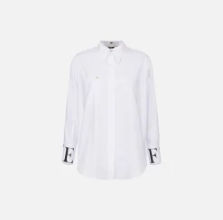 Elisabetta Franchi Shirts And Blouses|Poplin shirt with logo on cuffs White